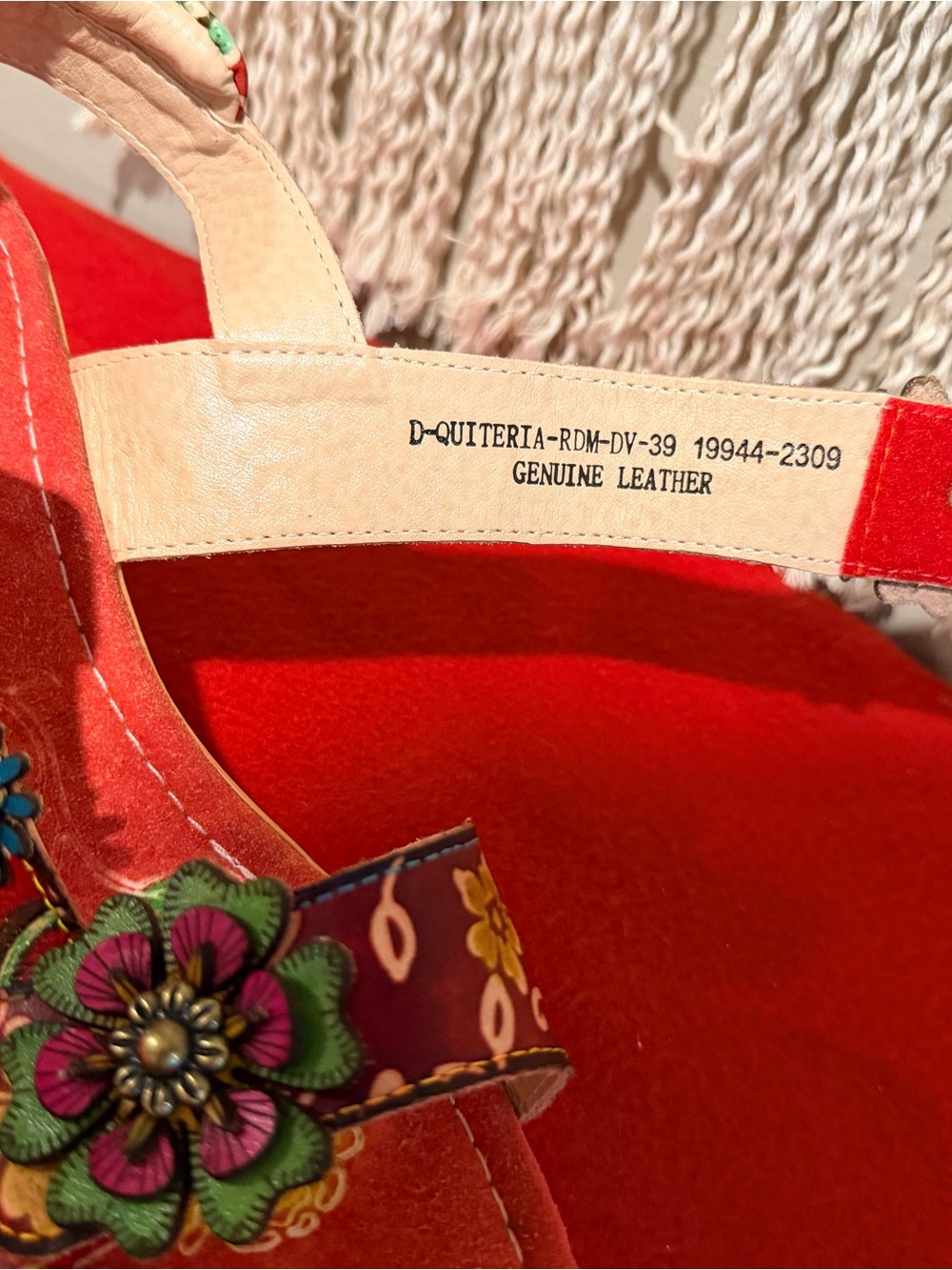 Spring Step L’Artiste Red Floral Platform Slide Sandals with Colorful Accents - Picture 6 of 10